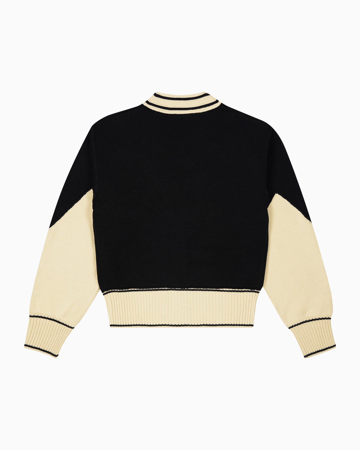 Byrd Classic Knit Cardigan in Black and Cream by Aseye Studio