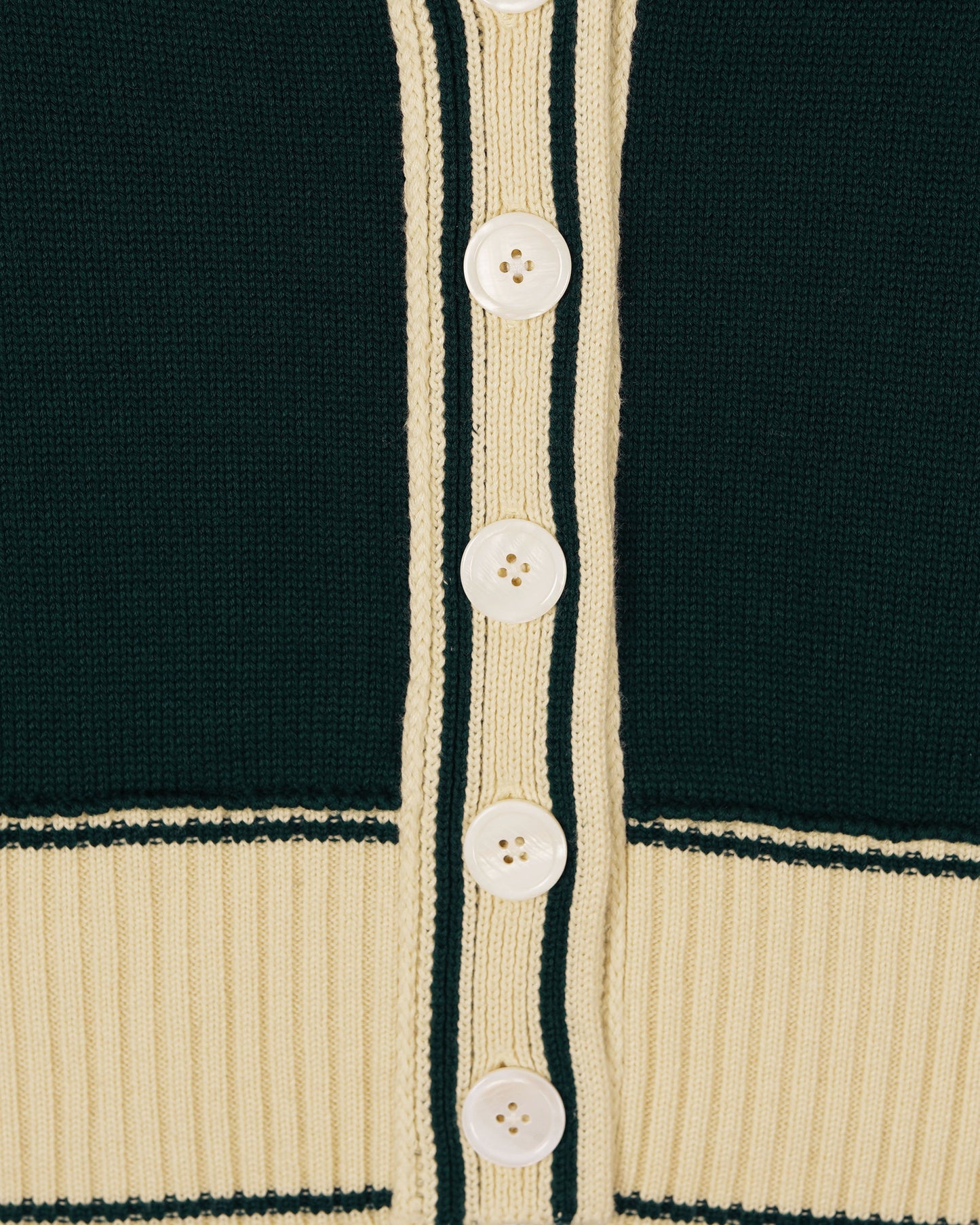 Mother of Pearl buttons on Byrd Classic Knit Cardigan by Aseye Studio