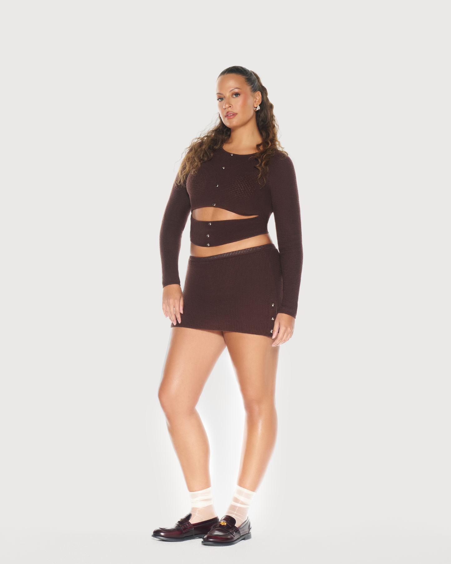 Felisa Knit Mini Skirt Mahogany