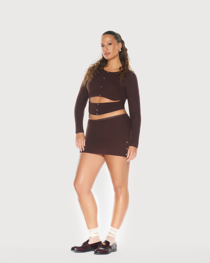 Felisa Knit Mini Skirt Mahogany