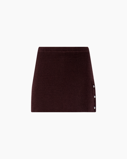 Felisa Knit Mini Skirt Mahogany