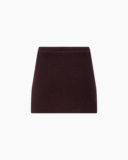 Felisa Knit Mini Skirt Mahogany
