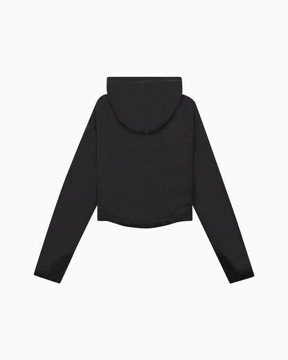 Back View of Allora Hlaf-Zip Hooded Sweatshirt by Aseye Studio