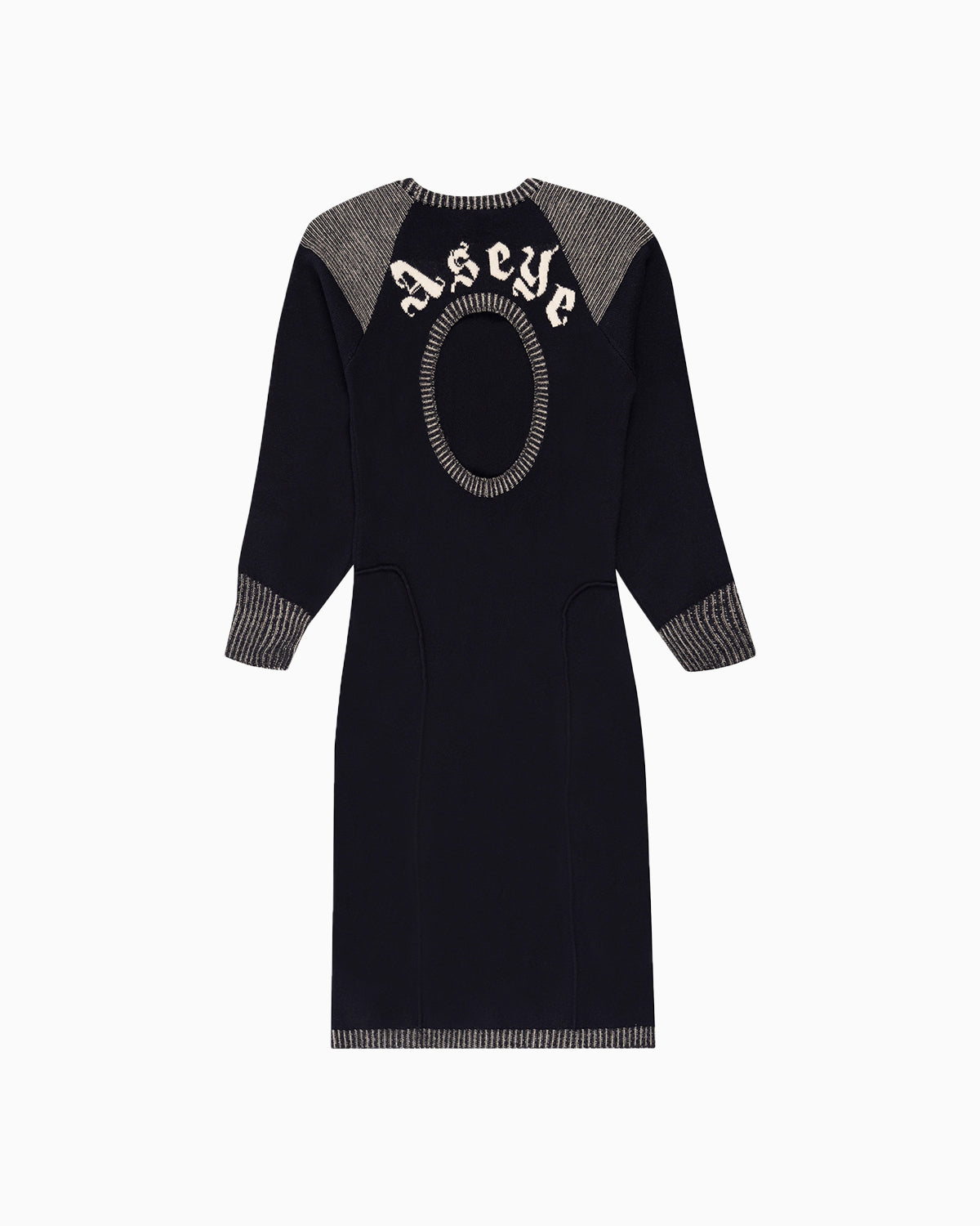 Back View of Lola Open Back Dress in Dark Navy Blue by Aseye Studio