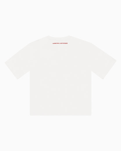 Back View of Plaid 'A' T-shirt in White by Aseye Studio