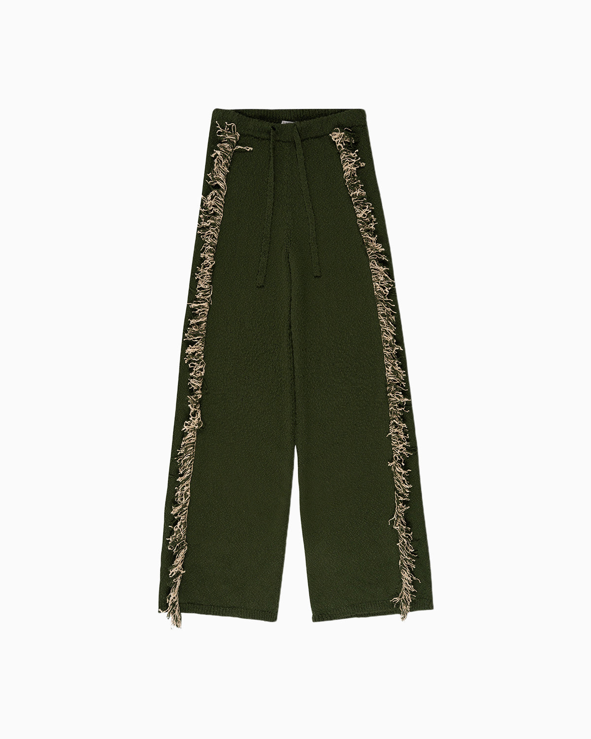 Andy Fringe Knit Pants in green by Aseye Studio