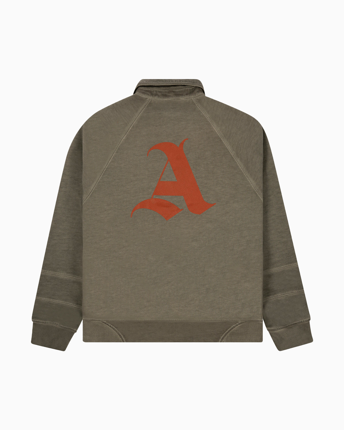 Back View of August Pullover Sweatshirt and Printed signature 'A' logo by Aseye Studio