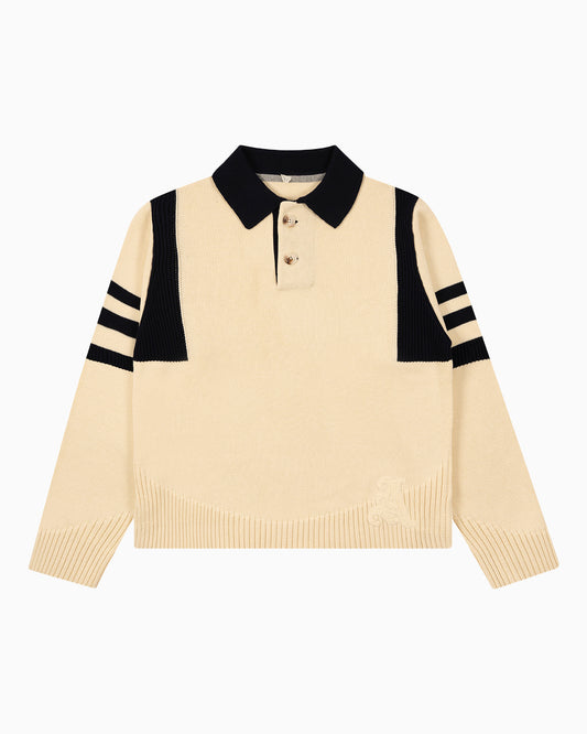 Kai Rugby Knit in Cream and Navy Blue by Aseye Studio