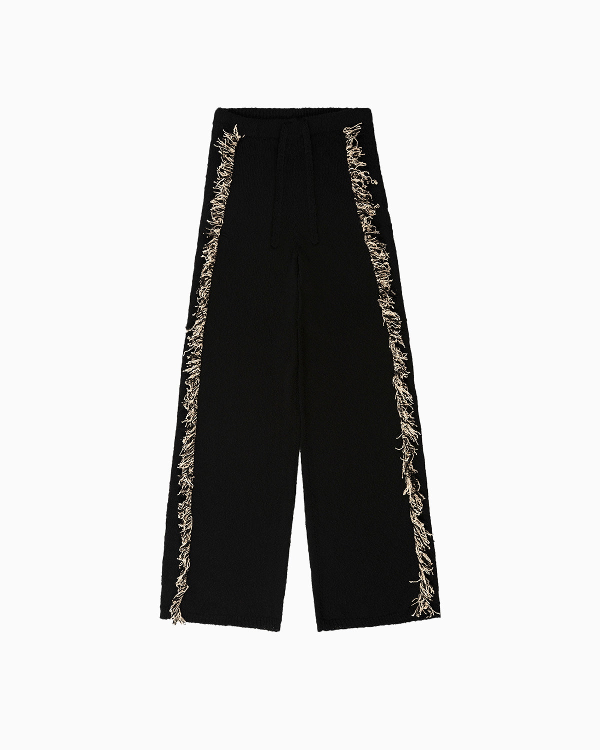 Andy Fringe Knit Pants in Black by Aseye Studio