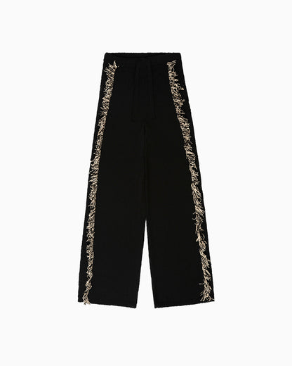 Andy Fringe Knit Pants in Black by Aseye Studio