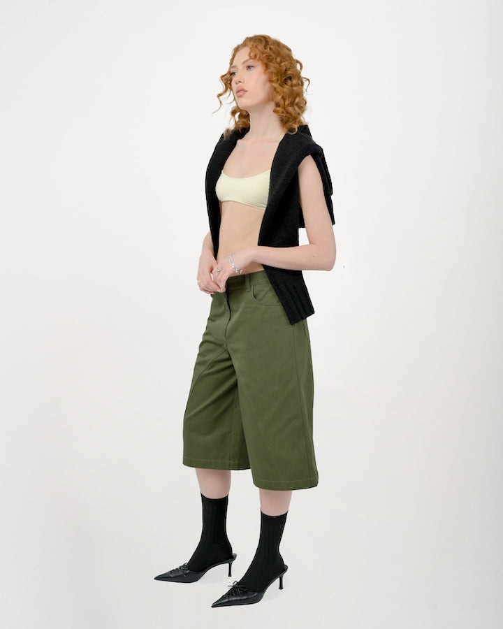 Tommi Shorts in Military Olive Green by Aseye Studio