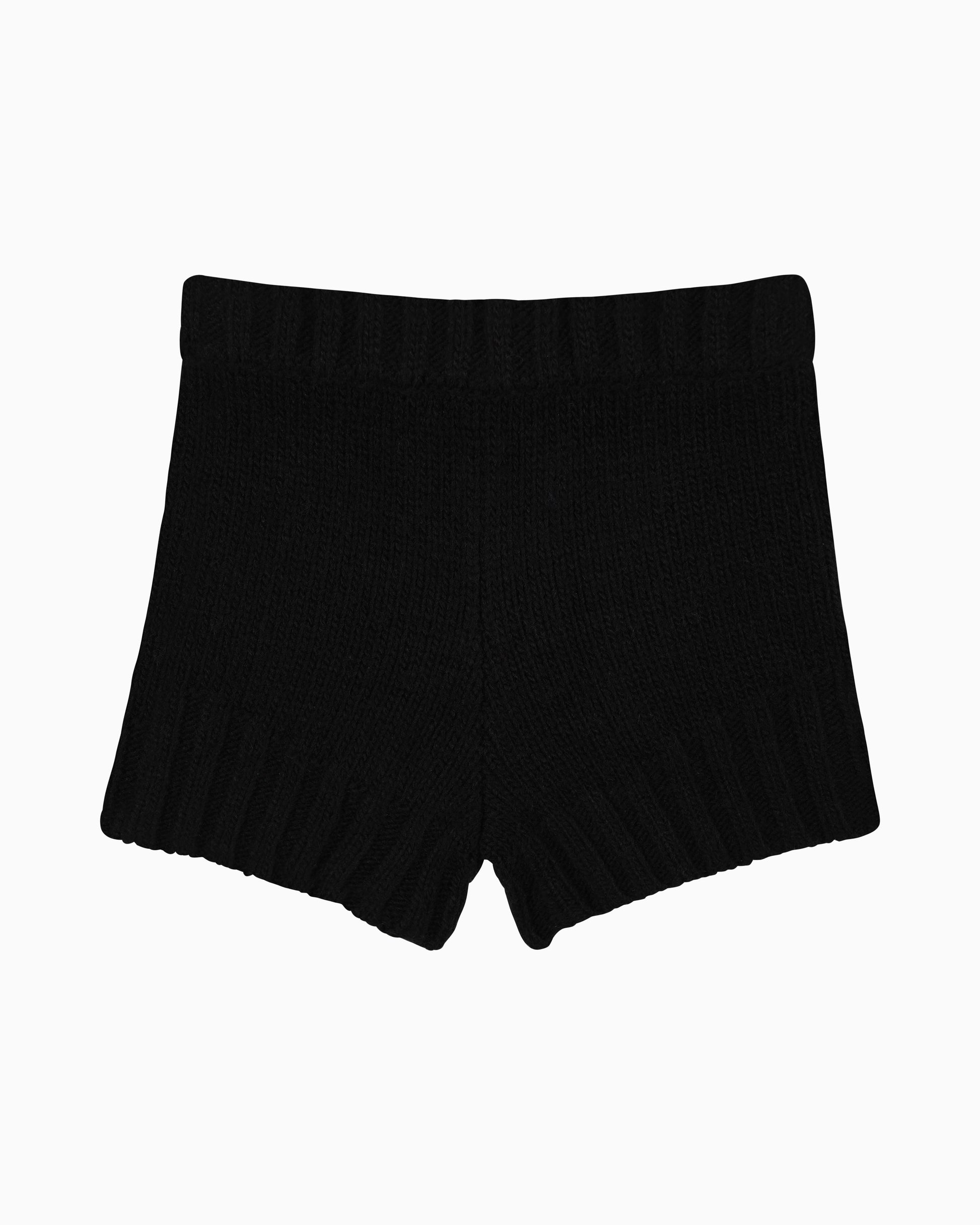 Black Zaya Knit Mini Shorts by Aseye Studio