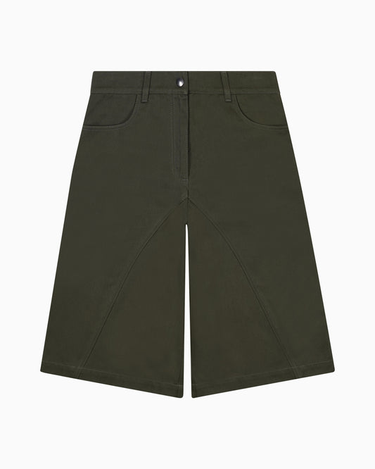 Tommi Knee-Length Shorts by Aseye Studio in Military Olive Green