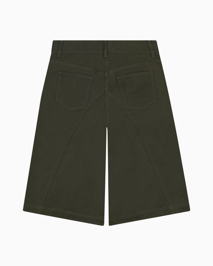 Tommi Knee-Length Shorts by Aseye Studio in Military Olive Green