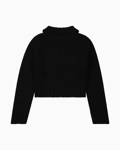 Zaya Knit Polo Top by Aseye Studio in Black 