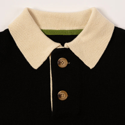 Detail View of Ribbed Collar on Kai Rugby Knit by Aseye Studio