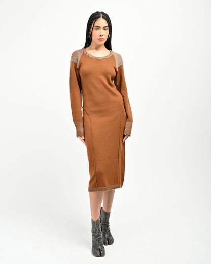 Model is wearing size Small in Lola Open Back Dress by Aseye Studio
