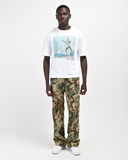 Model is wearing size Small in Studio of Trailblazers T-shirt in White by Aseye Studio