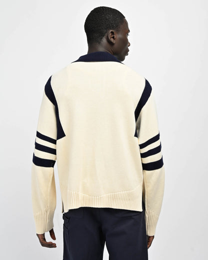 Back View of Model wearing size Xlarge in Kai Rugby Knit Sweater by Aseye Studio