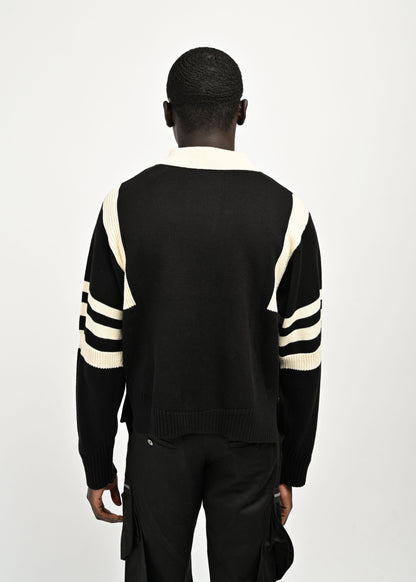 Back View of model in Kai Rugby Knit by Aseye Studio