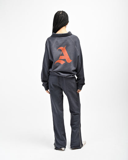 Back View of Allora Track Pants and Rugby Pullover by Aseye Studio
