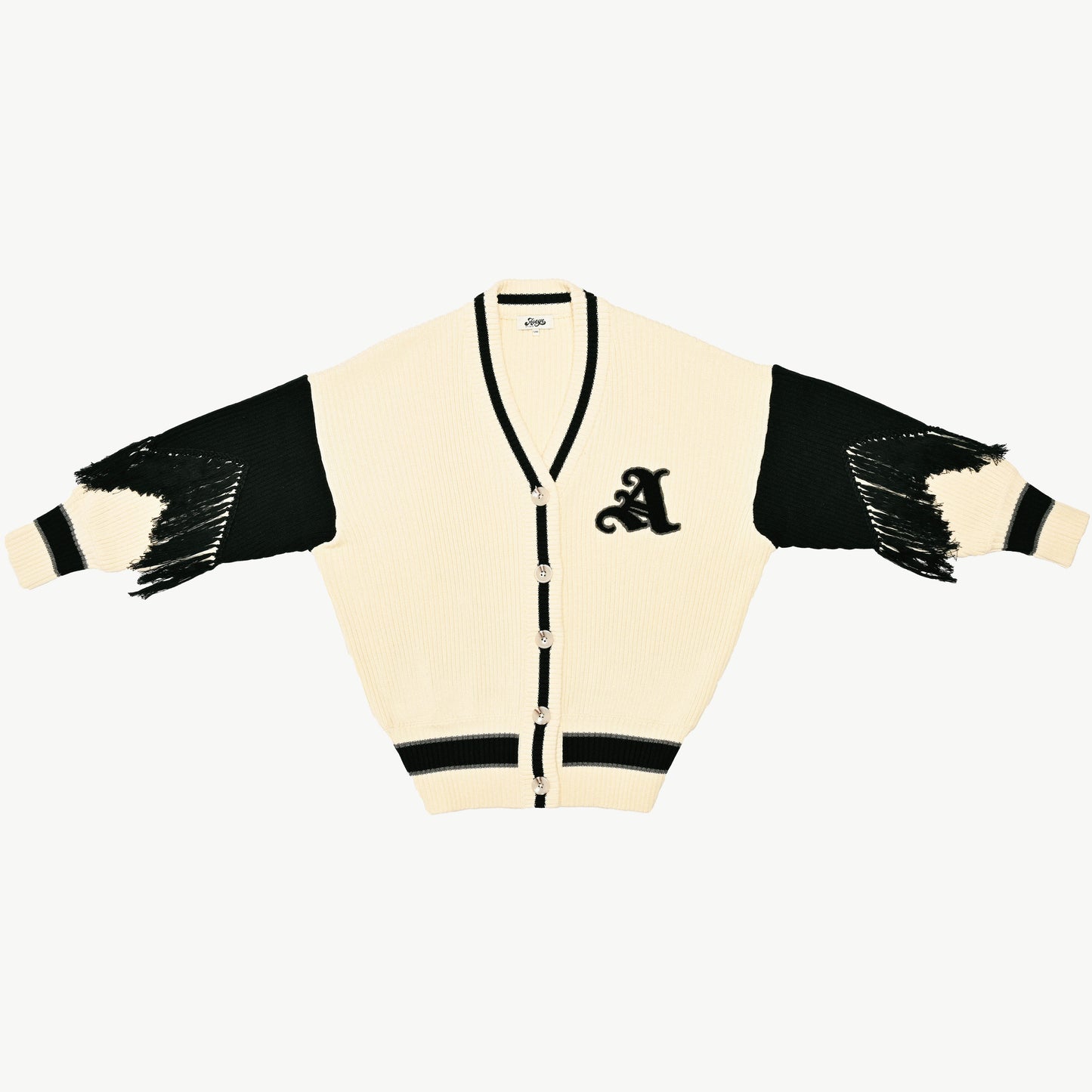 Varsity Cardigan in Cream and Black 
